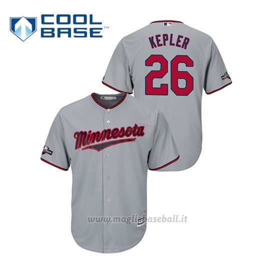 Maglia Baseball Uomo Minnesota Twins 26 Max Kepler 2019 Postseason Cool Base Grigio